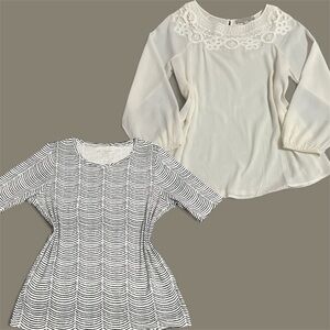 Lot of 2-by Chico’s & LOFT Cream Lace Detail Tops